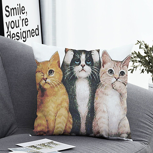 

1 pcs Polyester Pillow Cover & Insert, Animal Simple Classic Square Zipper Polyester Traditional Classic