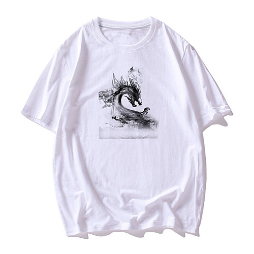 

Men's Unisex T shirt Shirt Other Prints Graphic Animal Plus Size Print Short Sleeve Daily Tops Basic Casual Round Neck White Red Yellow / Summer