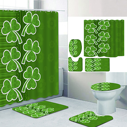 

Bathroom Shower Curtain & Mat Set Modern Polyester New Design