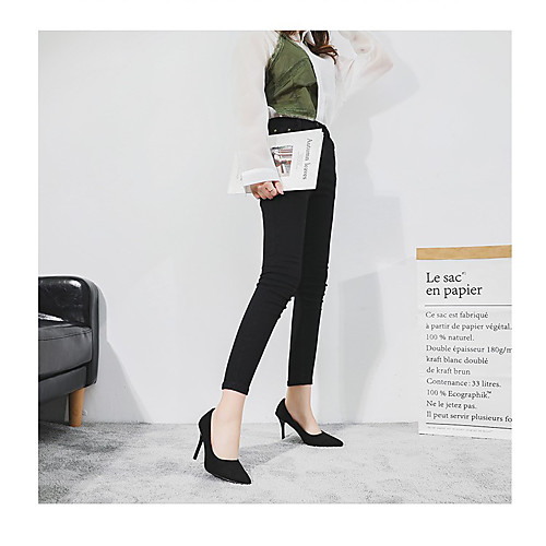 

Women's Heels Stiletto Heel Pointed Toe Casual Daily Walking Shoes PU Solid Colored Black