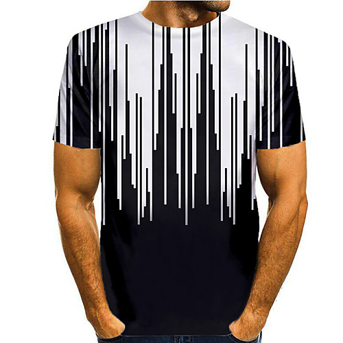 

Men's T shirt Shirt 3D Print Graphic 3D Print Short Sleeve Casual Tops Simple Classic Round Neck Black / White / Summer