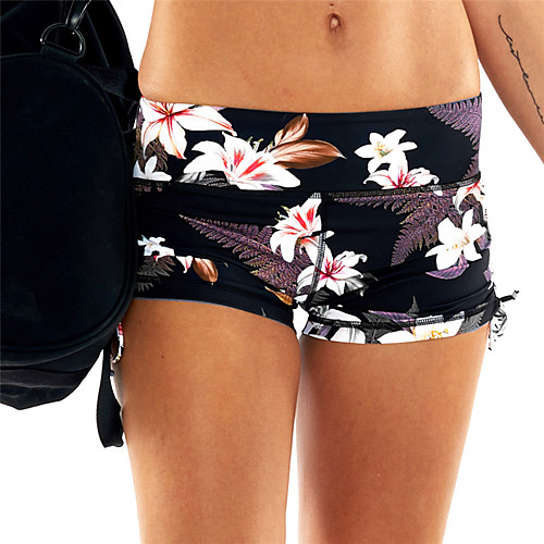 

Women's Beach Boho Sports Comfort Breathable Sports Slim Gym Shorts Pants Floral Graphic Short Sporty Print Low Waist Black