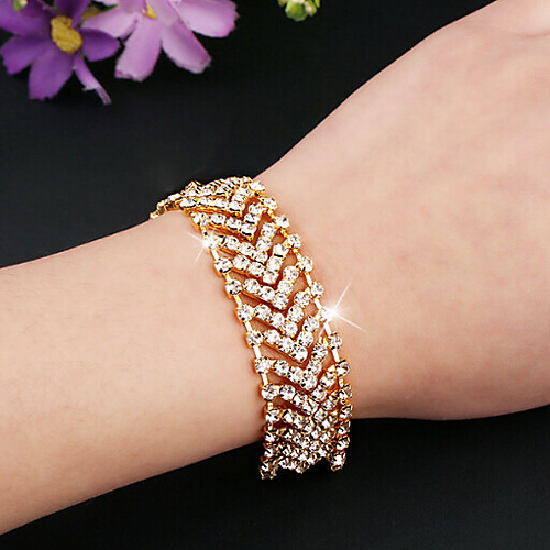 

Women's Tennis Bracelet Hollow Out Fashion Fashion Rhinestone Bracelet Jewelry Gold / Silver For Christmas Halloween Gift Date Festival