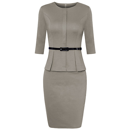

Sheath / Column Elegant Sexy Party Wear Formal Evening Dress Jewel Neck 3/4 Length Sleeve Short / Mini Cotton with Sleek 2021