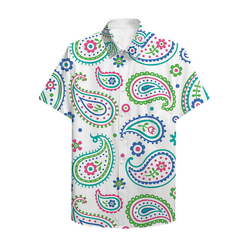 

Men's Shirt 3D Print Graphic Print Short Sleeve Daily Tops Basic Casual White / Summer