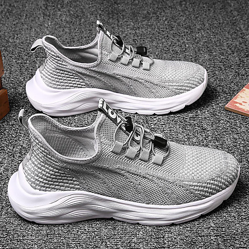 

Men's Trainers Athletic Shoes Sporty Casual Athletic Running Shoes Basketball Shoes Tissage Volant Breathable Non-slipping Wear Proof Black and White Black Gray Fall