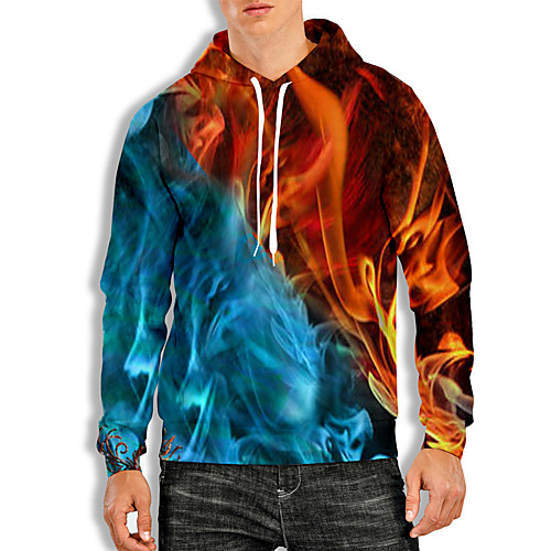 

Men's Pullover Hoodie Sweatshirt Graphic 3D Print Hooded Daily 3D Print Basic Casual Hoodies Sweatshirts Long Sleeve Blue