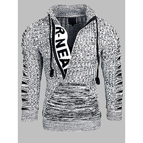 

Men's Knitted Polka Dot Solid Color Pullover Long Sleeve Sweater Cardigans Stand Collar Winter White Black Brown