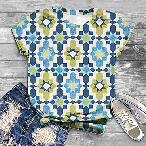 

Women's Plus Size Tops T shirt Graphic Tribal Print Short Sleeve Round Neck Big Size / Holiday