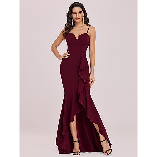 

Women's Trumpet / Mermaid Dress Maxi long Dress Red Sleeveless Solid Color Fall Spring Formal Sexy Skinny 2021 S M L XL XXL 3XL 4XL