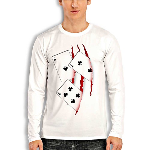 

Men's T shirt 3D Print 3D Geometry 3D Print Long Sleeve Daily Tops Casual White