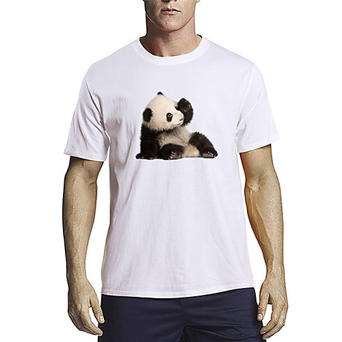 

Men's T shirt 3D Print Graphic Panda Animal Print Short Sleeve Daily Tops 100% Cotton Casual Cute White Black Blue