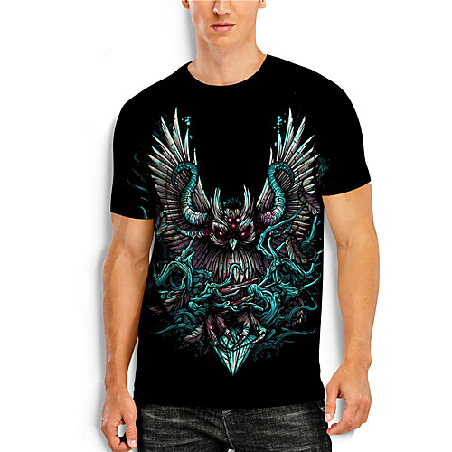 

Men's T shirt 3D Print 3D Animal 3D Print Short Sleeve Daily Tops Casual Black