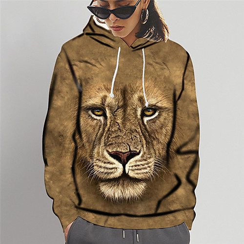 

Women's Hoodie Sweatshirt Graphic Animal Print Daily Sports 3D Print Active Cute Hoodies Sweatshirts Slim Yellow