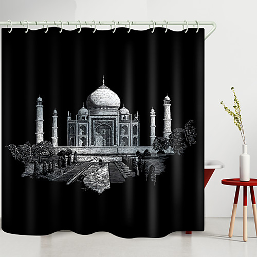 

Shower Curtain With Hooks Suitable For Separate Wet And Dry Zone Divide Bathroom Shower Curtain Waterproof Oil-proofModern Polyester New Design