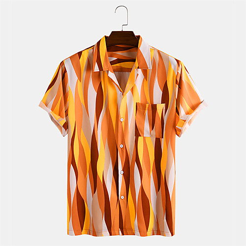 

Men's Shirt Other Prints Graphic Button-Down Print Short Sleeve Daily Tops Casual Hawaiian Orange / Summer