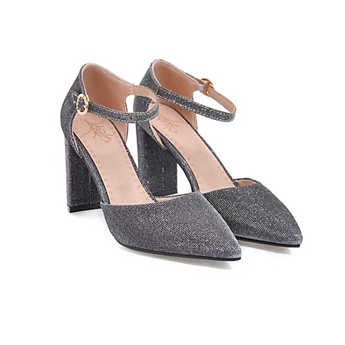 

Women's Wedding Shoes Chunky Heel Pointed Toe Wedding Pumps Wedding Daily PU Synthetics Black Purple Blue