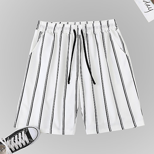 

Men's Sporty Casual / Sporty Outdoor Sports Casual Daily Shorts Pants Stripe Short Sporty Print White Black