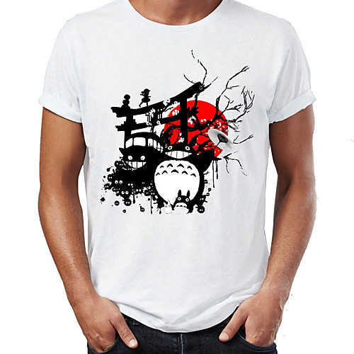 

Men's T shirt 3D Print Graphic Animal Print Short Sleeve Daily Tops Casual Cute Round Neck White / Summer