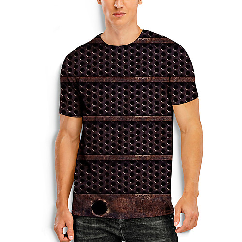 

Men's T shirt 3D Print Graphic 3D Print Short Sleeve Casual Tops Simple Classic Brown
