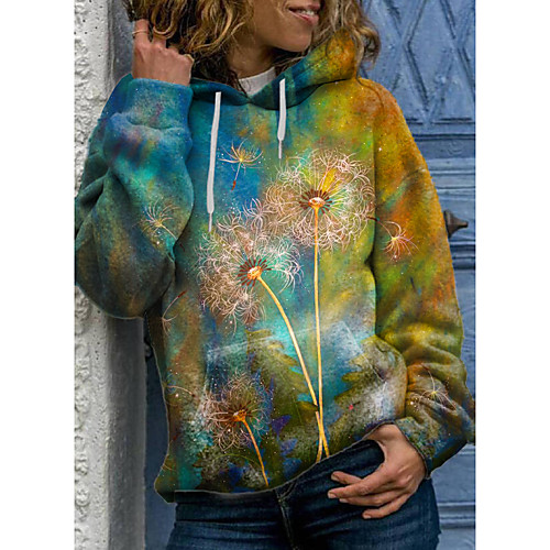 

Women's Hoodie Pullover Graphic 3D Dandelion Print Daily 3D Print Basic Casual Hoodies Sweatshirts Yellow Red