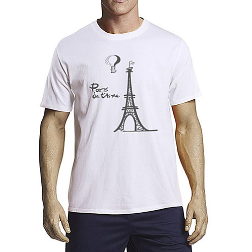 

Men's Unisex T shirt Other Prints Graphic Scenery Eiffel Tower Plus Size Print Short Sleeve Daily Tops 100% Cotton Casual Sports White Black Blue