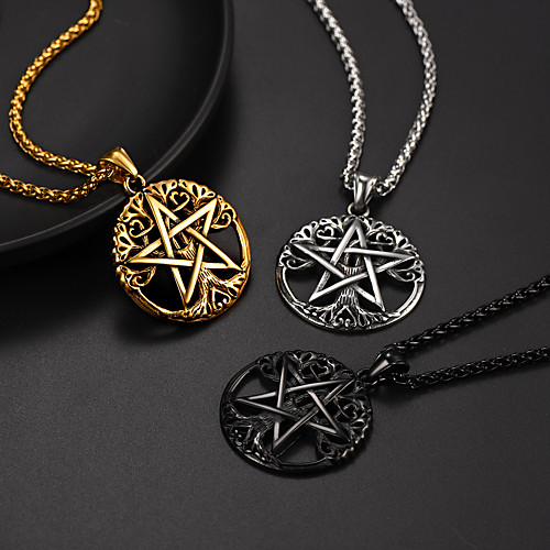 

Women's Men's Pendant Necklace Necklace Classic Tree of Life Fashion Vintage Stainless Steel Silver Gold Black 555 cm Necklace Jewelry For Street Gift Festival