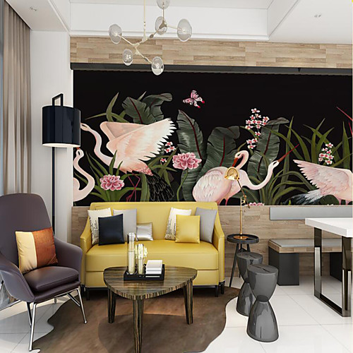 

Mural Wallpaper Wall Sticker Covering Print Peel and Stick Removable Flamingo Tropical Palm Leaf Vinyl PVC Home Décor