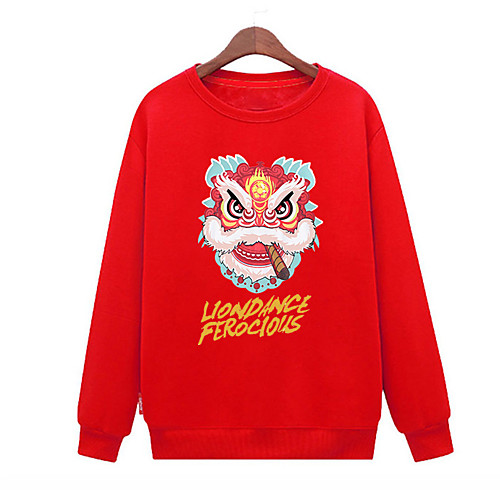 

Men's Pullover Sweatshirt Graphic Lion Animal Print Round Neck Daily Holiday 3D Print Casual Cute Hoodies Sweatshirts Long Sleeve Red