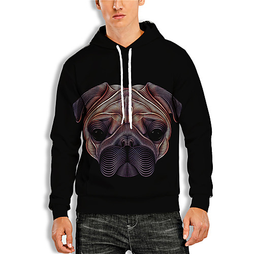 

Men's Pullover Hoodie Sweatshirt Graphic 3D Animal Print Hooded Daily 3D Print Basic Casual Hoodies Sweatshirts Long Sleeve Black