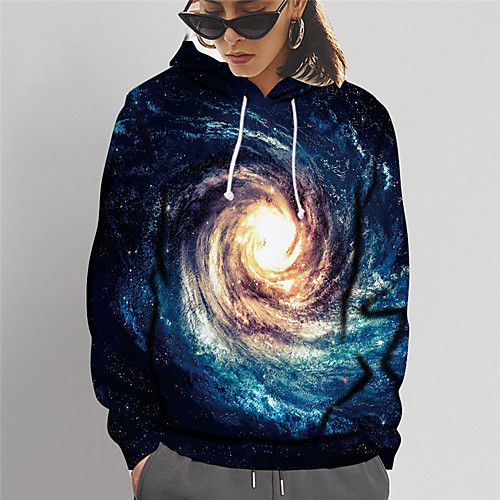 

Women's Hoodie Sweatshirt Graphic Galaxy Star Print Print Daily Sports 3D Print Active Cute Hoodies Sweatshirts Slim Black