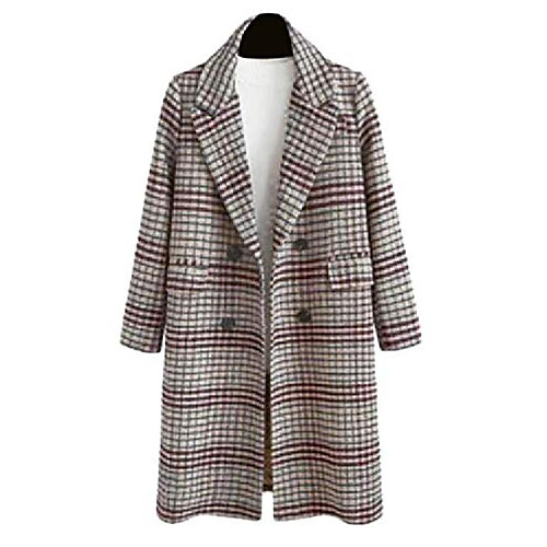 

Women's Coat Daily Fall Winter Long Coat Tailored Fit Fashion Modern Jacket Lattice Camel Gray / Spring