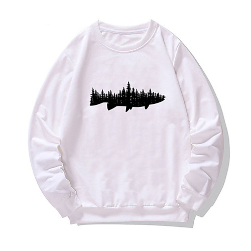 

Men's Pullover Sweatshirt Graphic Print Round Neck Daily Weekend Other Prints Casual Hoodies Sweatshirts Long Sleeve Purple Khaki White