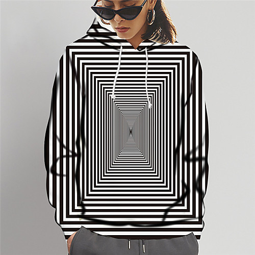 

Women's Pullover Hoodie Sweatshirt Graphic 3D Print Daily Going out 3D Print Basic Hoodies Sweatshirts Black