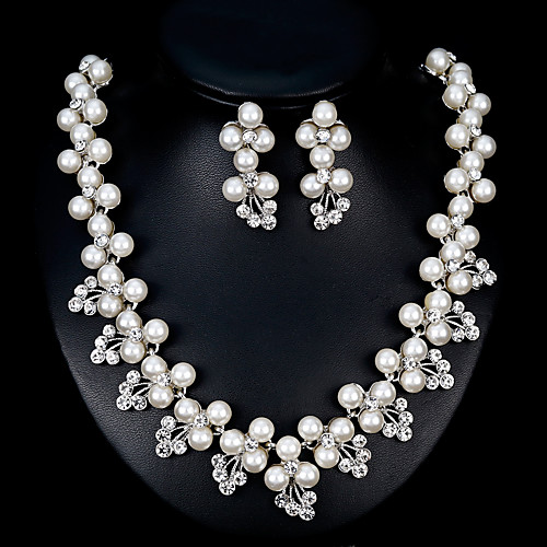 

Women's Jewelry Set Bridal Jewelry Sets Tassel Fringe Precious Fashion Imitation Pearl Silver Plated Earrings Jewelry White For Christmas Wedding Halloween Party Evening Gift 1 set