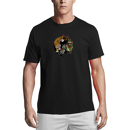 

Men's T shirt 3D Print Dragon Graphic Tiger Print Short Sleeve Daily Tops Basic Casual White Black Red