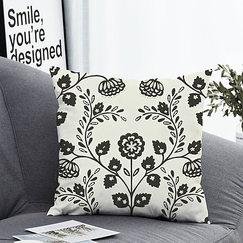 

1 pcs Polyester Pillow Cover & Insert, Floral&Plants Simple Classic Square Zipper Polyester Traditional Classic