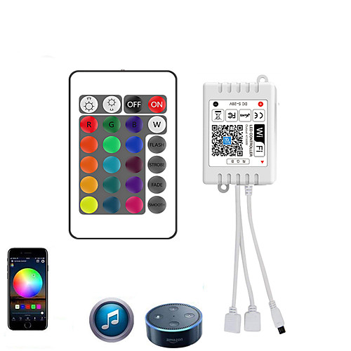 

WiFi Wireless Double head LED Smart Controller Working with Android and IOS System Mobile Phone Free App for RGB LED Light 5V to 28V DC 4A Comes With One 24 Keys Remote Control