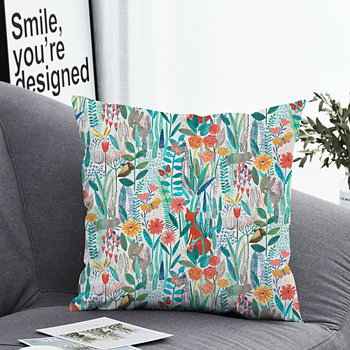

1 pcs Polyester Pillow Cover & Insert, Floral&Plants Simple Classic Square Zipper Polyester Traditional Classic