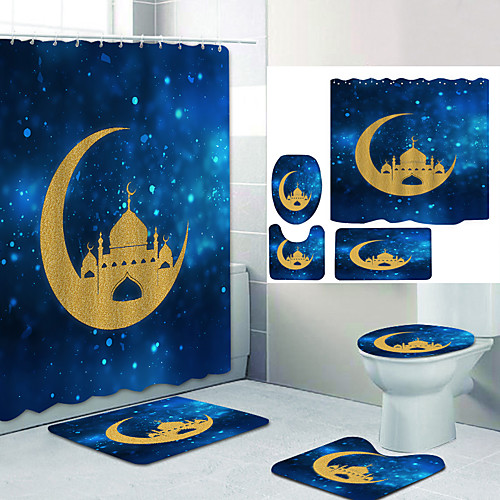 

Bathroom Shower Curtain & Mat Set Modern Polyester New Design