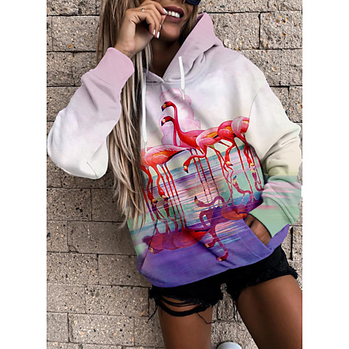 

Women's Pullover Hoodie Sweatshirt Graphic Animal Front Pocket Print Daily Other Prints Basic Casual Hoodies Sweatshirts White