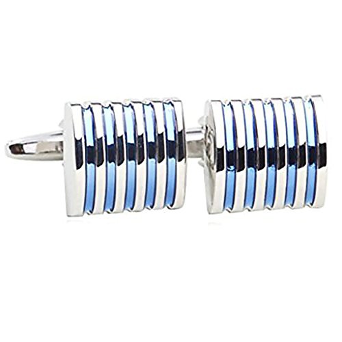 

Men's Stainless Steel Cufflink Business Blue Expoy Groove Cuff Links