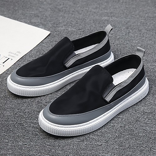 

Men's Loafers & Slip-Ons Casual Daily Walking Shoes Canvas Breathable Black Light Green Gray Color Block Fall Spring