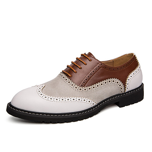 

Men's Oxfords Business British Daily Office & Career Walking Shoes PU Breathable Non-slipping Wear Proof Black Brown Color Block Fall Spring