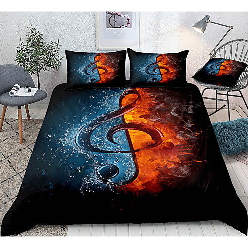 

Note Print 3-Piece Duvet Cover Set Hotel Bedding Sets Comforter Cover with Soft Lightweight Microfiber, Include 1 Duvet Cover, 2 Pillowcases for Double/Queen/King(1 Pillowcase for Twin/Single)