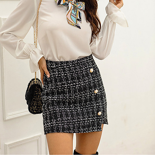 

Women's Stylish Streetwear Going out Work Board Shorts Pants Plaid Checkered Lattice Short Layered Patchwork Black