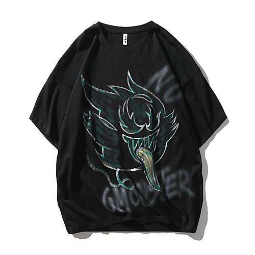 

Men's T shirt Other Prints Graphic Prints Graffiti Print Short Sleeve Daily Tops 100% Cotton Casual Beach White Black Blushing Pink