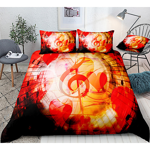 

Note Print 3-Piece Duvet Cover Set Hotel Bedding Sets Comforter Cover with Soft Lightweight Microfiber, Include 1 Duvet Cover, 2 Pillowcases for Double/Queen/King(1 Pillowcase for Twin/Single)