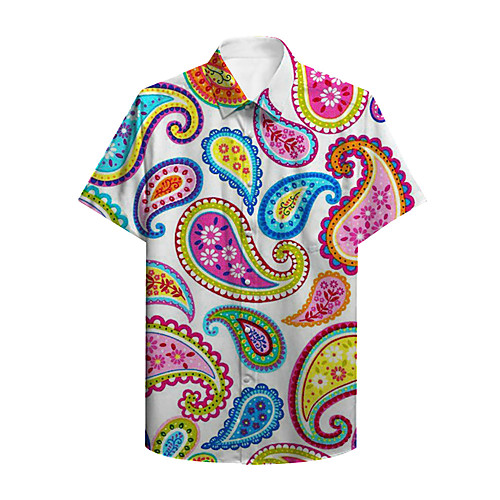 

Men's Shirt 3D Print Graphic Print Short Sleeve Daily Tops Basic Casual Rainbow / Summer