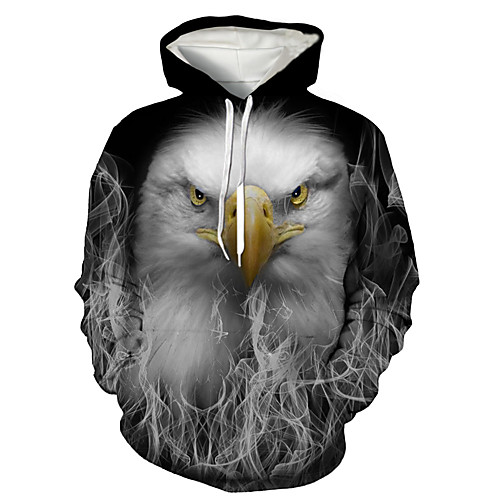 

Men's Pullover Hoodie Sweatshirt Graphic Eagle Animal Print Hooded Daily Holiday 3D Print Basic Casual Hoodies Sweatshirts Long Sleeve Black